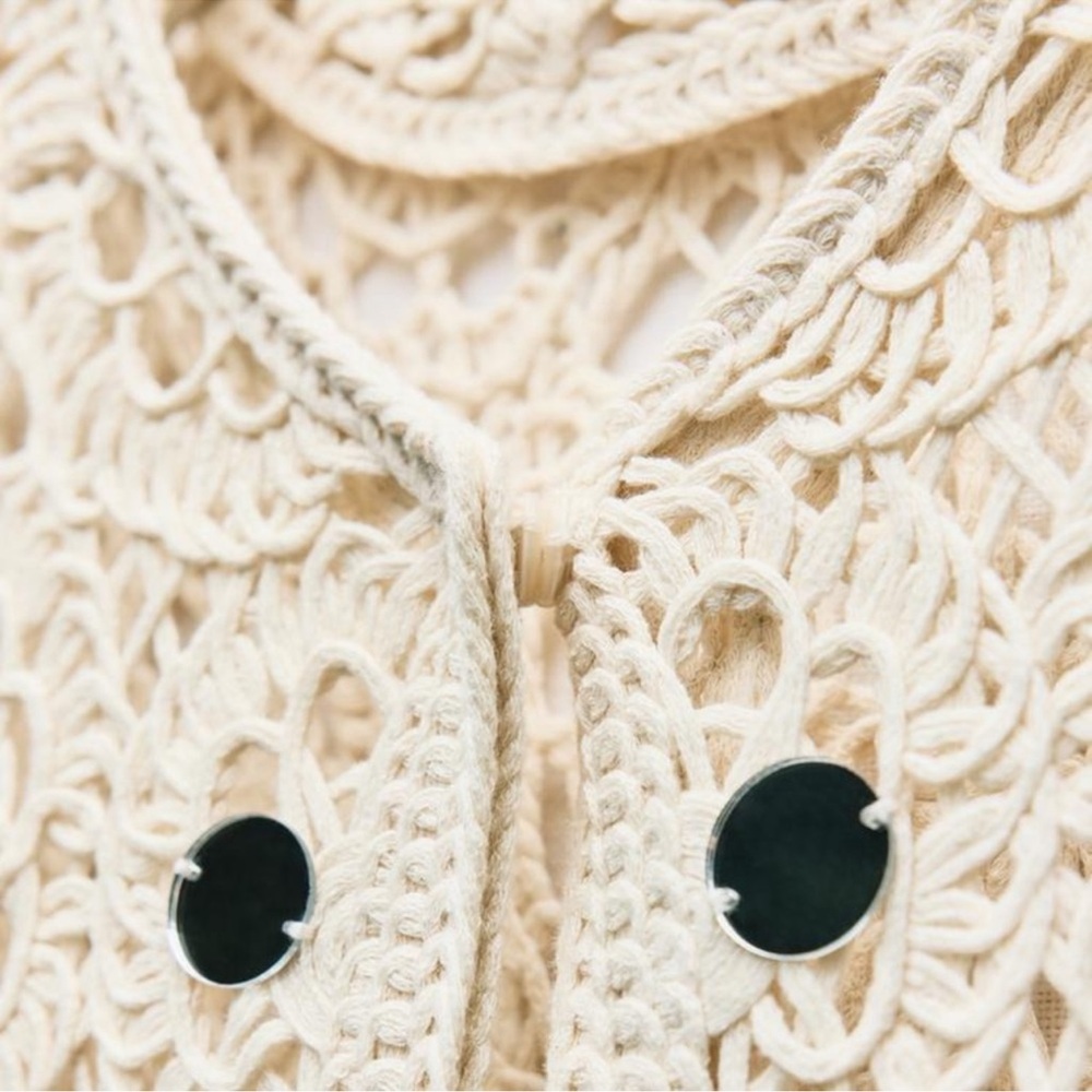 ZARA FRINGE CROCHET CARDIGAN - Picture 9 of 13